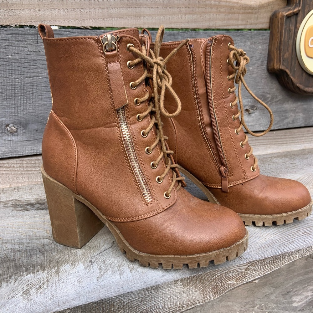 Tan combat booties. Size 7